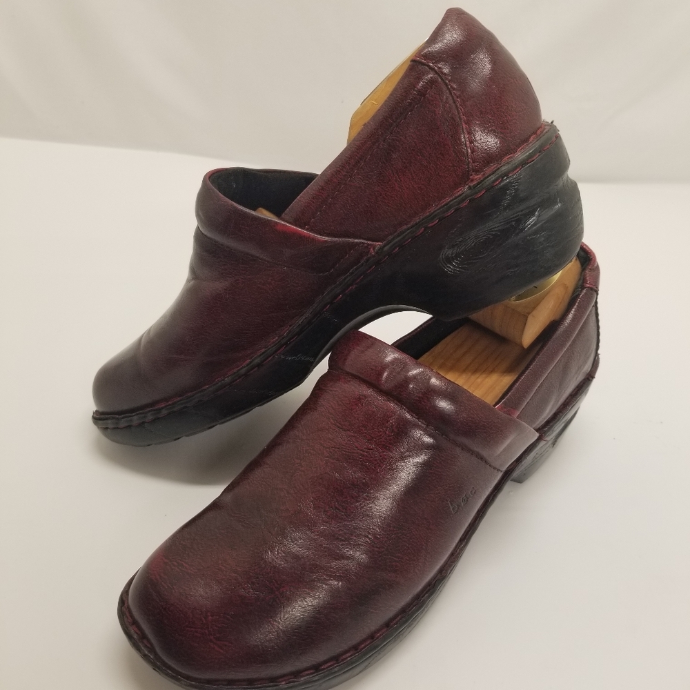 Boc Born Concept Womans Size 11/43 Burgundy Cordovan Faux Leather Clog Slip On